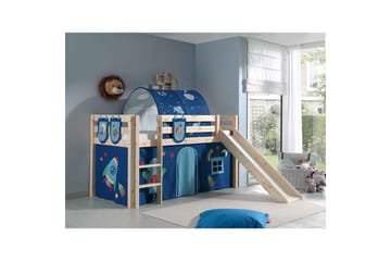 Middelseng med gardin Pino Astro Naturlig, Naturlig, Med sklie, Med tunnel, 3 - Naturlig, Naturlig, Med sklie, Med tunnel, 3 - Møbler - Barnemøbler - Barneseng & Juniorseng - Loftseng