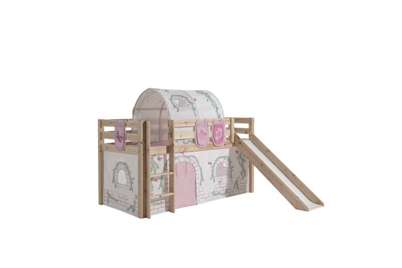 Middelseng med gardin Pino Birdy Naturlig, Naturlig, Med sklie, Birdy, 3 - Naturlig, Naturlig, Med sklie, Birdy, 3 - Møbler - Barnemøbler - Barneseng & Juniorseng - Loftseng