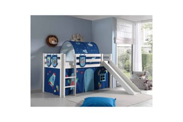 Middelseng med gardin Pino Astro Hvit, Hvit, Med sklie, Med tunnel, 3 - Hvit, Hvit, Med sklie, Med tunnel, 3 - Møbler - Barnemøbler - Barneseng & Juniorseng - Loftseng