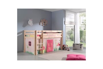 Middelseng med gardin Pino Spring Naturlig, Naturlig, Uten sklie, Uten tunnel, Uten lommer - Naturlig, Naturlig, Uten sklie, Uten tunnel, Uten lommer - Møbler - Barnemøbler - Barneseng & Juniorseng - Loftseng