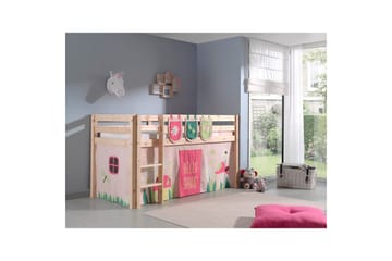 Middelseng med gardin Pino Spring Naturlig, Naturlig, Uten sklie, Uten tunnel, 3 - Naturlig, Naturlig, Uten sklie, Uten tunnel, 3 - Møbler - Barnemøbler - Barneseng & Juniorseng - Loftseng