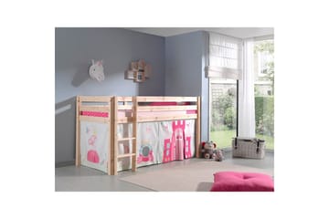 Middelseng med gardin Pino Princess Naturlig, Naturlig, Uten sklie, Uten tunnel, Ingen lommer - Naturlig, Naturlig, Uten sklie, Uten tunnel, Ingen lommer - Møbler - Barnemøbler - Barneseng & Juniorseng - Loftseng