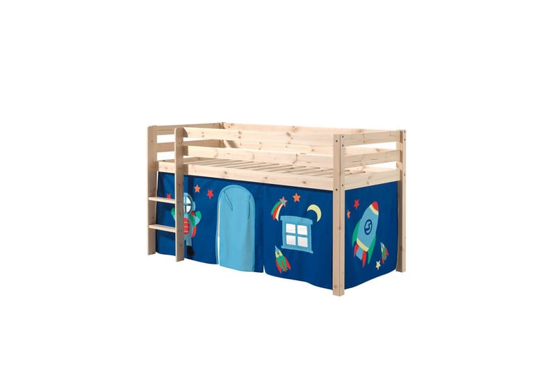 Middelseng med gardin Pino Astro Naturlig, Naturlig, Uten sklie, Uten tunnel, Ingen lommer - Naturlig, Naturlig, Uten sklie, Uten tunnel, Ingen lommer - Møbler - Barnemøbler - Barneseng & Juniorseng - Loftseng