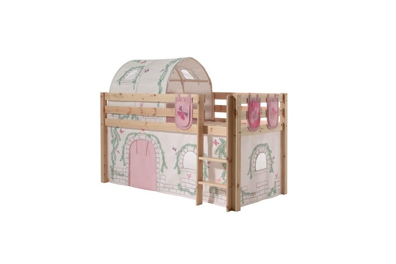 Middelseng med gardin Pino Birdy Naturlig, Naturlig, Uten sklie, Birdy, 3 - Naturlig, Naturlig, Uten sklie, Birdy, 3 - Møbler - Barnemøbler - Barneseng & Juniorseng - Loftseng
