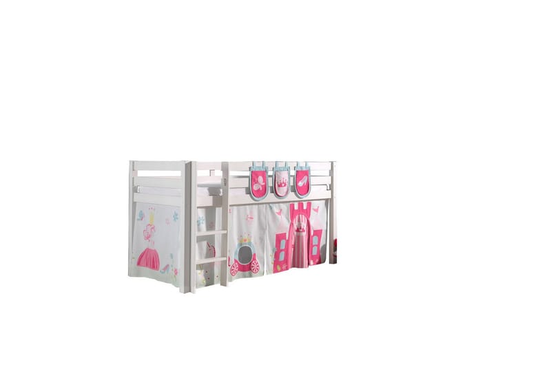 Middelseng med gardin Pino Princess Hvit, Hvit, Uten sklie, Uten tunnel, 3 - Hvit, Hvit, Uten sklie, Uten tunnel, 3 - Møbler - Barnemøbler - Barneseng & Juniorseng - Loftseng