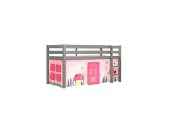 Middelseng med gardin Pino Spring Grå, Grå, Uten sklie, Uten tunnel, Uten lommer - Grå, Grå, Uten sklie, Uten tunnel, Uten lommer - Møbler - Barnemøbler - Barneseng & Juniorseng - Loftseng
