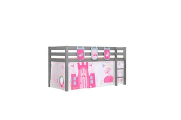 Middelseng med gardin Pino Princess Grå, Grå, Uten sklie, Uten tunnel, 3 - Grå, Grå, Uten sklie, Uten tunnel, 3 - Møbler - Barnemøbler - Barneseng & Juniorseng - Loftseng
