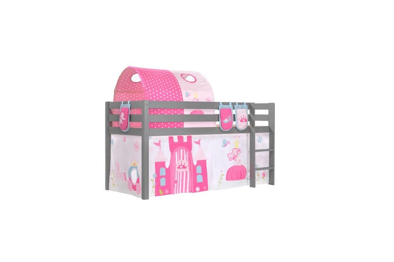 Middelseng med gardin Pino Princess Grå, Grå, Uten sklie, Prinsesse, 3 - Grå, Grå, Uten sklie, Prinsesse, 3 - Møbler - Barnemøbler - Barneseng & Juniorseng - Loftseng