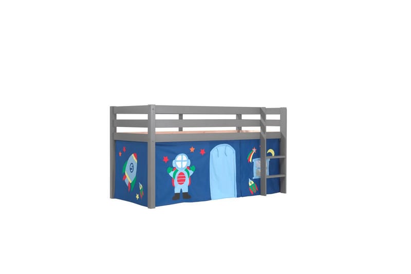 Middelseng med gardin Pino Astro Grå, Grå, Uten sklie, Uten tunnel, Ingen lommer - Grå, Grå, Uten sklie, Uten tunnel, Ingen lommer - Møbler - Barnemøbler - Barneseng & Juniorseng - Loftseng