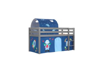 Middelseng med gardin Pino Astro Grå, Grå, Uten sklie, Med tunnel, Ingen lommer - Grå, Grå, Uten sklie, Med tunnel, Ingen lommer - Møbler - Barnemøbler - Barneseng & Juniorseng - Loftseng
