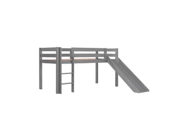 Middelseng med gardin Pino Princess Grå, Grå, Med sklie, Uten tunnel, 3 - Grå, Grå, Med sklie, Uten tunnel, 3 - Møbler - Barnemøbler - Barneseng & Juniorseng - Loftseng