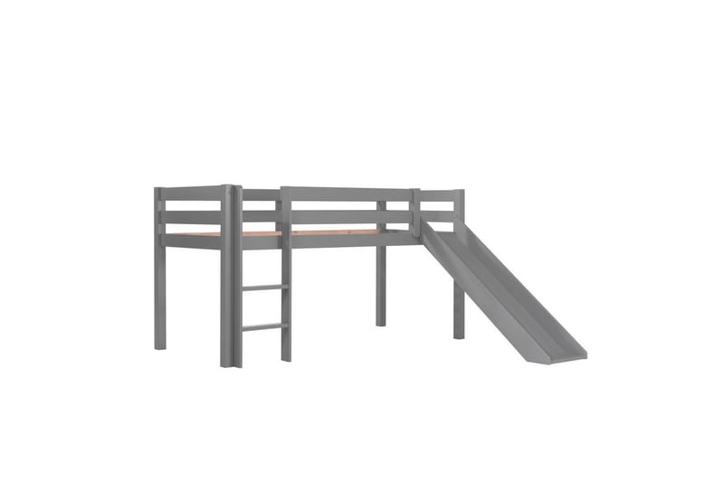 Middelseng med gardin Pino Princess Grå, Grå, Med sklie, Uten tunnel, 3 - Grå, Grå, Med sklie, Uten tunnel, 3 - Møbler - Barnemøbler - Barneseng & Juniorseng - Loftseng