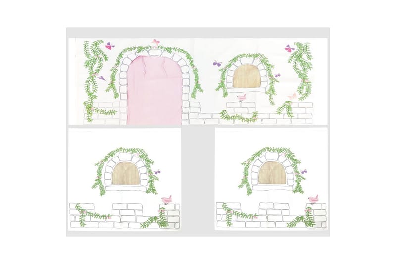 Middelseng med gardin Pino Birdy Hvit, Hvit, Med sklie, Uten tunnel, Ingen lommer - Hvit, Hvit, Med sklie, Uten tunnel, Ingen lommer - Møbler - Barnemøbler - Barneseng & Juniorseng - Loftseng