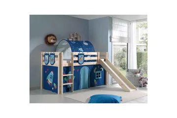 Middelseng med gardin Pino Astro Naturlig, Naturlig, Med sklie, Med tunnel, 3 - Naturlig, Naturlig, Med sklie, Med tunnel, 3 - Møbler - Barnemøbler - Barneseng & Juniorseng - Loftseng