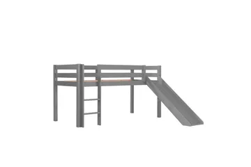 Middelseng med gardin Pino Birdy Grå, Grå, Med sklie, Birdy, 3 - Grå, Grå, Med sklie, Birdy, 3 - Møbler - Barnemøbler - Barneseng & Juniorseng - Loftseng