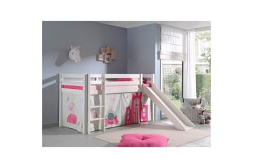 Middelseng med gardin Pino Princess Hvit, Hvit, Med sklie, Uten tunnel, Ingen lommer - Hvit, Hvit, Med sklie, Uten tunnel, Ingen lommer - Møbler - Barnemøbler - Barneseng & Juniorseng - Loftseng