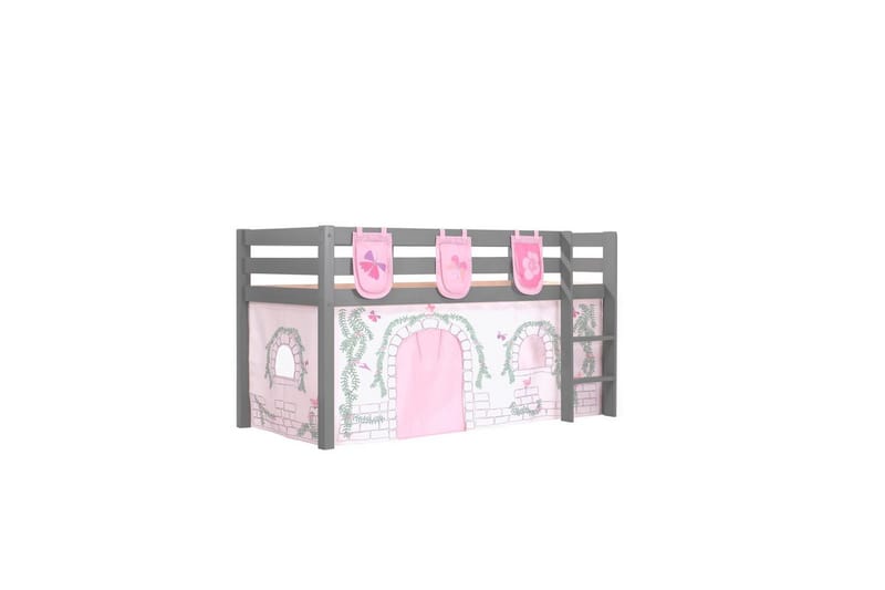 Middelseng med gardin Pino Birdy Grå, Grå, Uten sklie, Uten tunnel, 3, Grå, Grå, Uten sklie, Uten tunnel, 3