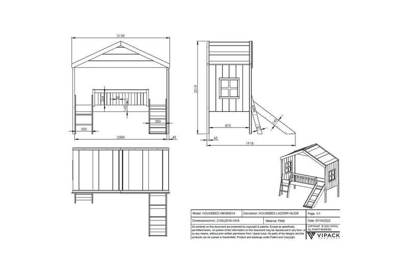 Seng med sklie Bousebed - Møbler - Barnemøbler - Barneseng & Juniorseng - Husseng