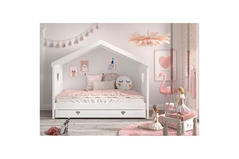 Seng med skuff Amori Hvit - Møbler - Barnemøbler - Barneseng & Juniorseng - Husseng