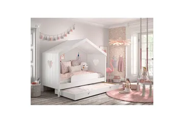 Seng med skuff Fallsikring Amori Hvit - Møbler - Barnemøbler - Barneseng & Juniorseng - Husseng