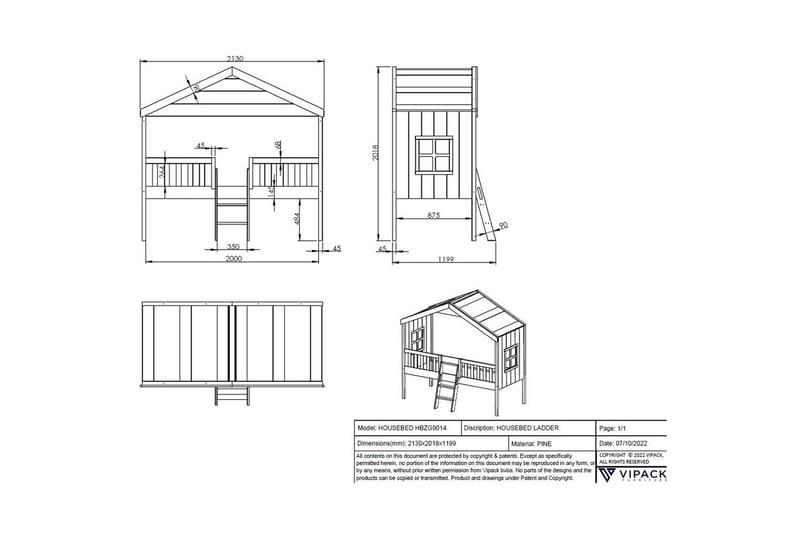 Seng med stige Husseng - Møbler - Barnemøbler - Barneseng & Juniorseng - Husseng