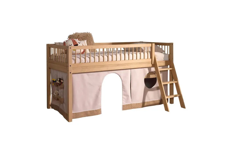 Seng med tekstilsett halvhøyseng Forrest Eik, Eik