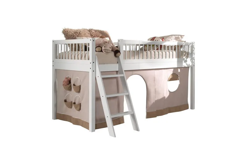 Seng med tekstilsett halvhøyseng Forrest Hvit, Hvit