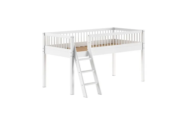 Seng med tekstilsett halvhøyseng Forrest Hvit - Hvit - Møbler - Barnemøbler - Barneseng & Juniorseng - Husseng