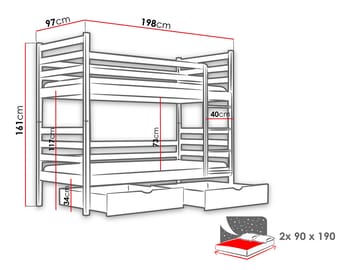 Suno Køyeseng to soveplasser 90x190 cm - Beige - Møbler - Barnemøbler - Barneseng & Juniorseng - Loftseng