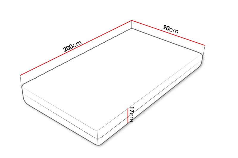 Unona Skummadrass 90x200 cm med Fasthetsgrad Medium - Hvit - Møbler - Senger - Madrasser - Skummadrass