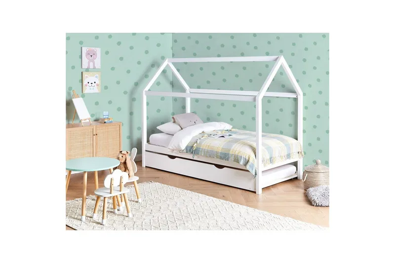 Uttrekkbar barneseng Crillon - Hvit - Møbler - Barnemøbler - Barneseng & Juniorseng - Husseng