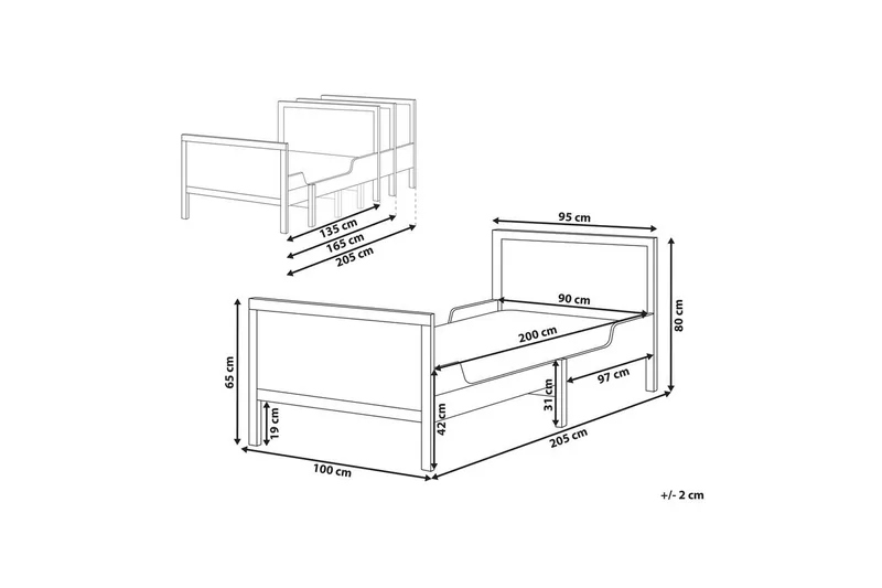 Uttrekkbar småbarnsseng Montigny - Hvit - Møbler - Barnemøbler - Barneseng & Juniorseng - Vokseseng