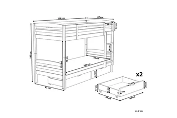 Våningssäng med lådor Beliani Regat med lådor Grå Grey - Møbler - Barnemøbler - Barneseng & Juniorseng - Loftseng