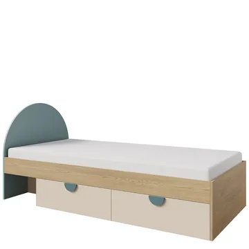 Zarek Juniorseng 90x200 cm - Brun, blå og beige - Møbler - Barnemøbler - Barneseng & Juniorseng - Barneseng med oppbevaring