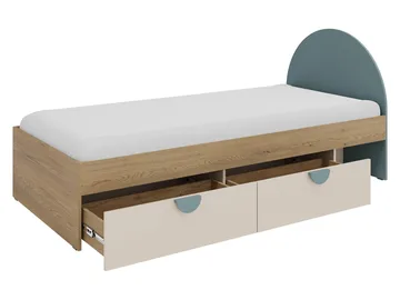 Zarek Juniorseng 90x200 cm - Brun, rosa og beige - Møbler - Barnemøbler - Barneseng & Juniorseng - Barneseng med oppbevaring