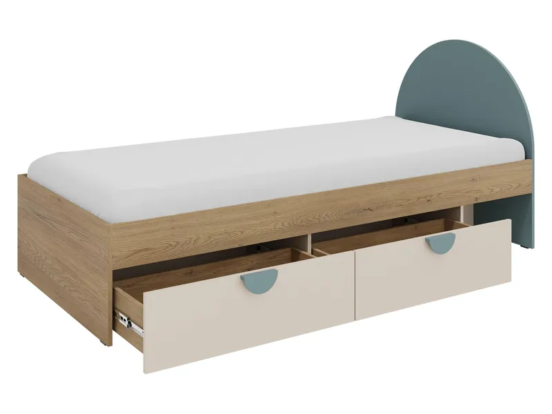 Zarek Juniorseng 90x200 cm - Brun, rosa og beige - Møbler - Barnemøbler - Barneseng & Juniorseng - Barneseng med oppbevaring