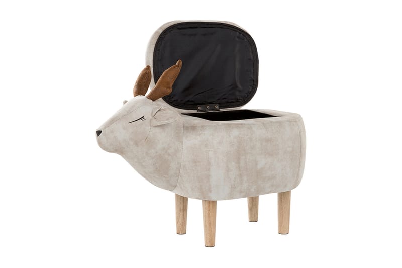 Sittepuff Burtonon med Oppbevaring - Beige - Barnekrakk