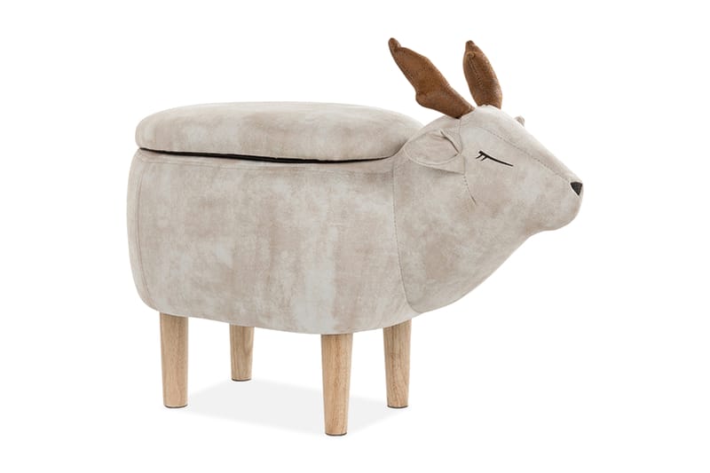 Sittepuff Burtonon med Oppbevaring - Beige - Møbler - Barnemøbler - Barnestol - Barnekrakk