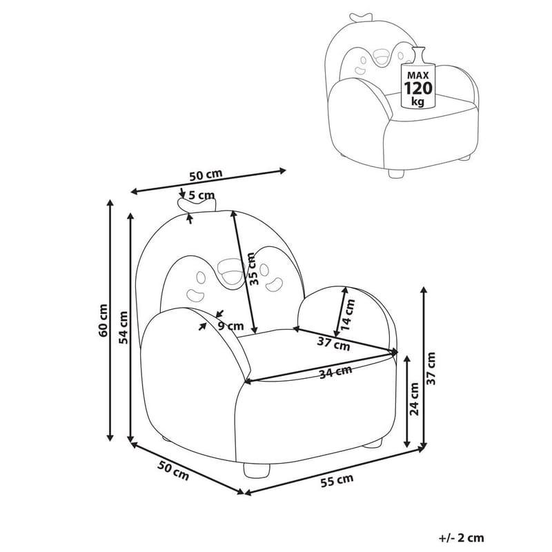 Barnelenestol Hervik - Grå, hvit, brun/ 50x55x60 - Møbler - Barnemøbler - Barnestol - Barnelenestol