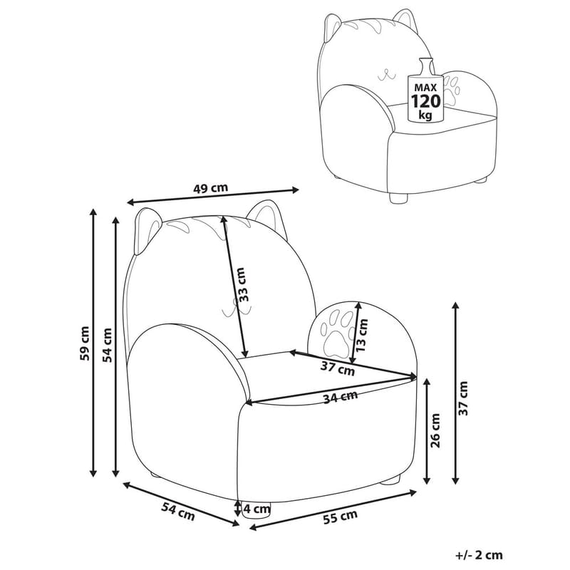 Barnelenestol Zoar - Beige, brun - Møbler - Barnemøbler - Barnestol - Barnelenestol
