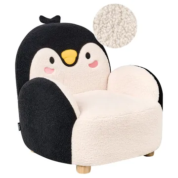 Barnfåtölj Offwhite, Brun, Svart - Møbler - Barnemøbler - Barnestol - Barnelenestol