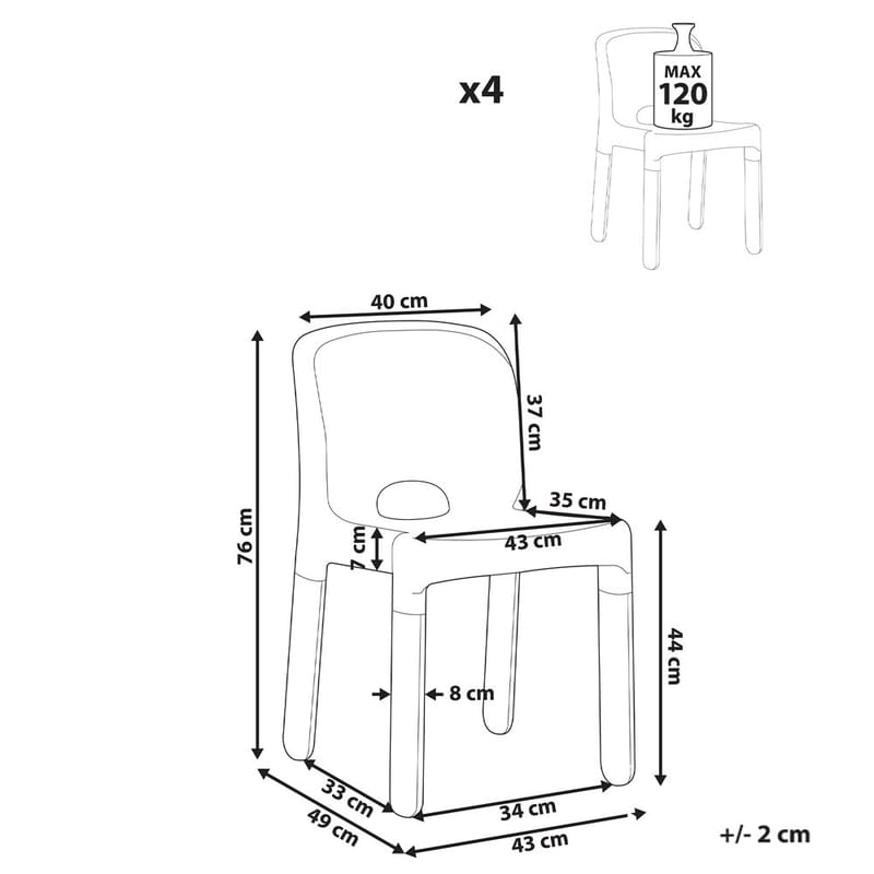 Hagestol Betim 4-pakning - Svart - Hagemøbler & utemiljø - Loungemøbler - Loungestol utendørs