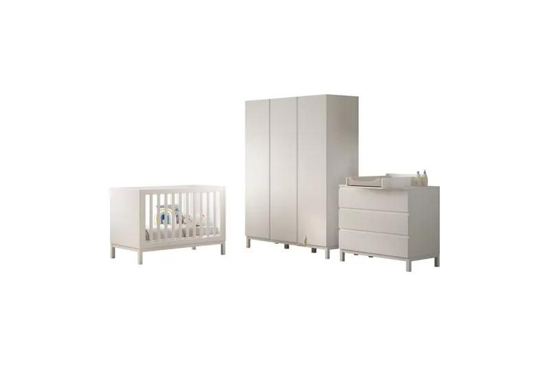Byrå med skötbord babysäng garderob Jaxx Eva Jaxx White - Møbler - Barnemøbler - Barnemøbelsett