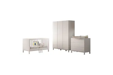 Byrå med skötbord juniorsäng garderob Jaxx Eva Jaxx White - Møbler - Barnemøbler - Barnemøbelsett