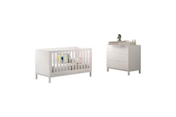 Byrå med skötbord juniorsäng Jaxx Eva Jaxx White - Møbler - Barnemøbler - Barnemøbelsett