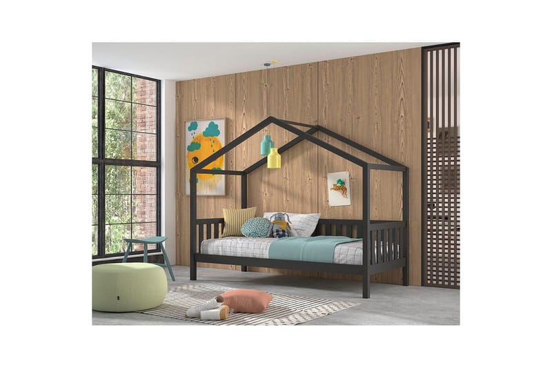 Husseng med gjerde Dallas 90x200 cm Antrasitt - Antrasitt - Møbler - Barnemøbler - Barneseng & Juniorseng