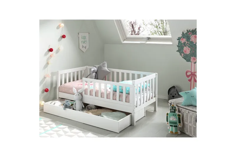 Juniorseng med skuff Småbarnsseng Hvit - Hvit - Møbler - Barnemøbler - Barneseng & Juniorseng