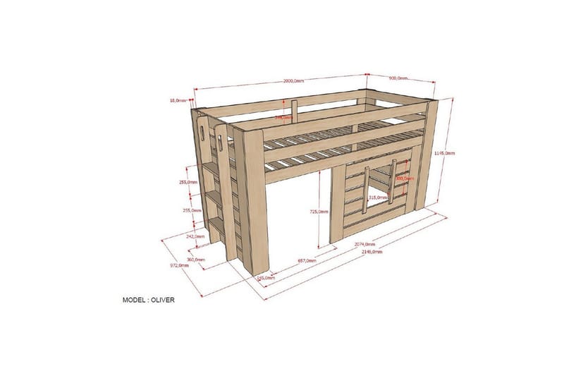 Middelseng Oliver - Møbler - Barnemøbler - Barneseng & Juniorseng