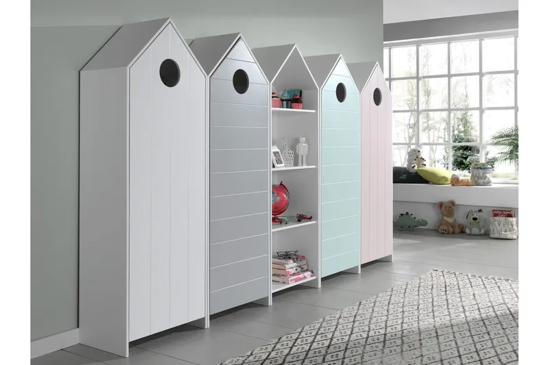 Bustorp Garderobe 5-pakning, Hvit/grå/rosa/mintgrønn