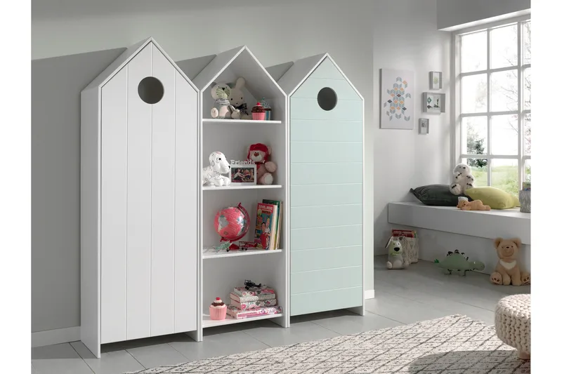 Bustorp Garderobe og hyllesett, Hvit/Mintgrønn